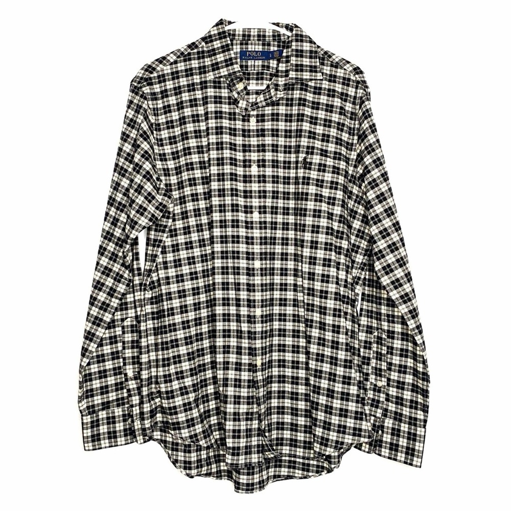 Polo by Ralph Lauren Men's Black and White Plaid Slim fit shirt